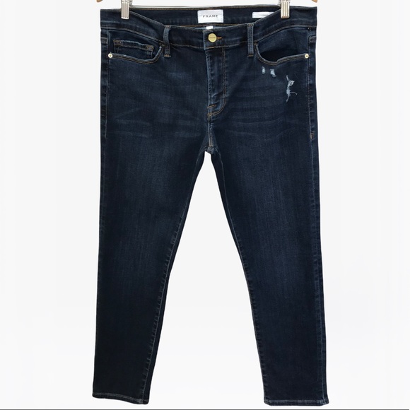 FRAME Le Garçon High-Rise Slightly Distressed Jeans - 30 - Picture 11 of 17
